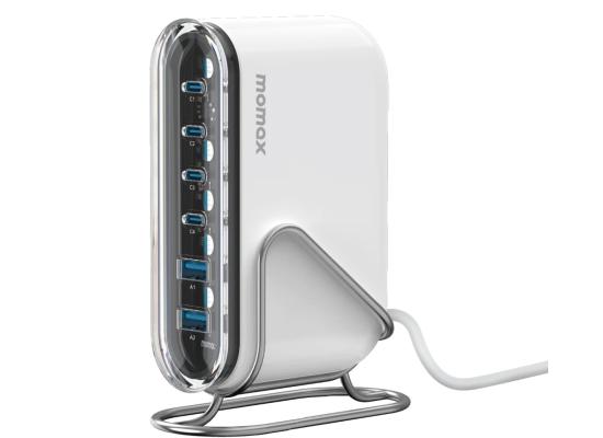 Momax UM55 Smart Charging Station 1-Charge Flow, 2 USB-A ports and 4 USB-C ports GaN Charger 120W - White